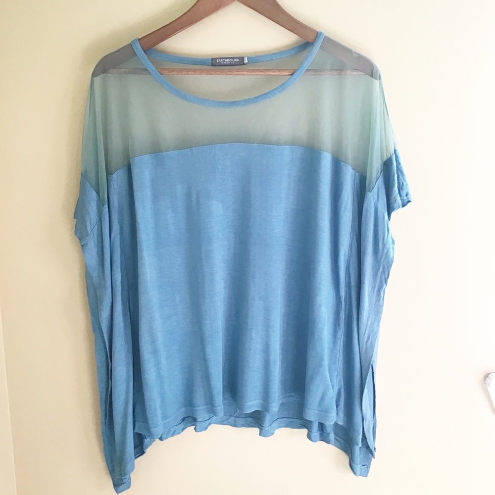 EARTHBOUND TRADING CO. Sheer Shoulder Batwing Top